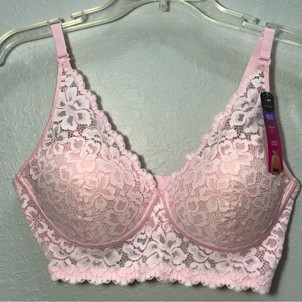 NWT~Maidenform Wireless Lightly Lined Convertible to Halter Lace Bralette, 36D